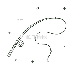 宝可梦钓竿图片_钓竿以线性方式旋转白色背景上隔