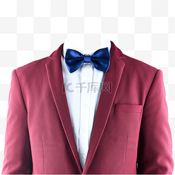 红西装领结摄影图白衬衫