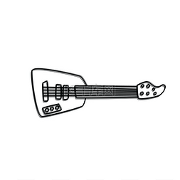 电吉他音乐图片_吉他乐器涂鸦素描卡通矢量吉他乐