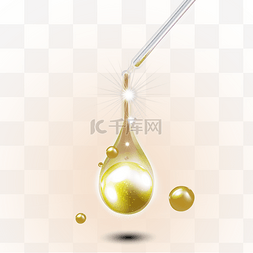 金色水滴液图片_护肤精华液金色液体水滴营养液
