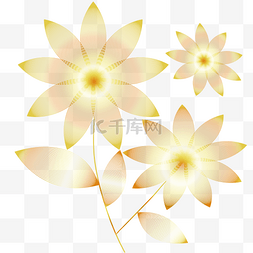 花卉植物花卉线描图片_金色描线花朵花卉植物