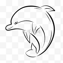 线条海豚图片_海豚剪影黑色线条海豚