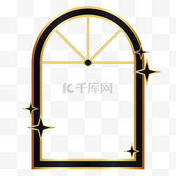 金色渐变文本框图片_黑金色高档拱形边框