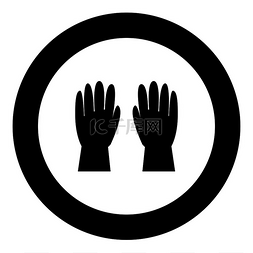 矢量黑色手套图片_圆圈矢量图中的工作手套图标黑色
