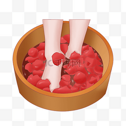 秋冬养生红色花瓣泡脚洗脚