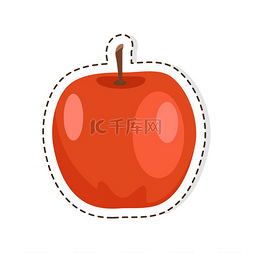 水果水果背景图片_红色苹果平面矢量隔离贴纸或图标