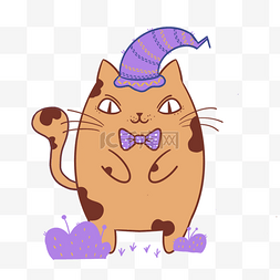 紫色的猫图片_戴紫色魔法帽子的猫咪