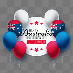 红色气球蓝色气球图片_澳大利亚建国日质感红色和蓝色庆