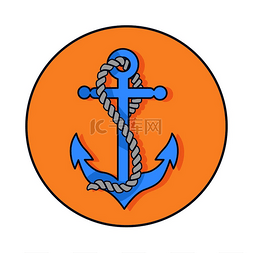 海军的锚图片_矢量插图描绘了蓝色锚缠绕在厚厚