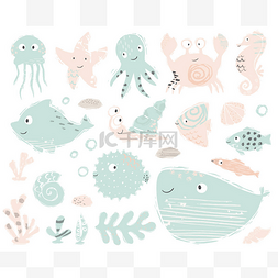 可爱的章鱼图片_海马, 章鱼, 螃蟹, 蜗牛, 福格鱼, 