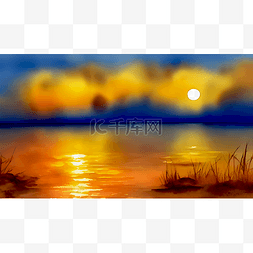 晚霞景色图片_夕阳下的江面