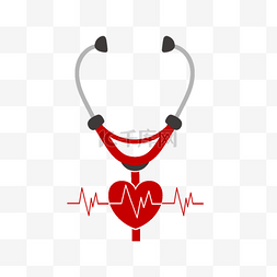听诊器爱心图片_世界卫生日红色心脏和听诊器