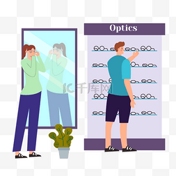 眼科医师图片_眼睛治疗挑选眼镜的男士