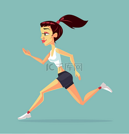饮食锻炼图片_运行的女人。运动的女人。矢量平