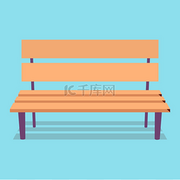 蓝色家具背景图片_带紫色腿的棕色木凳和卡通风格的