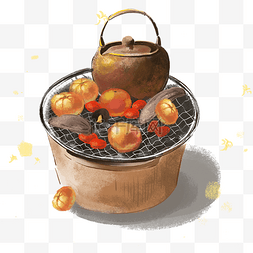 围炉煮茶橘子茶壶坚果
