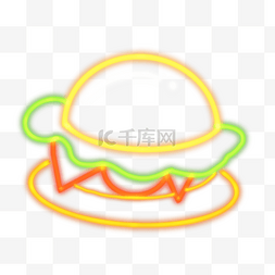 美食可爱装饰图片_霓虹光效美食美味汉堡