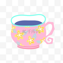 黄花纹理图片_抽象可爱粉色咖啡杯图案