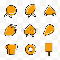 吃货logo图片_秋天食物餐饮单色图标套图