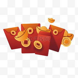 新年春节中国年红包元宝金币