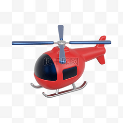 红色直升飞机图片_C4D3D立体交通工具红色飞机飞行