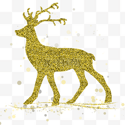 圣诞节金色驯鹿和金粉粒子