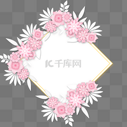 剪纸花卉婚礼边框