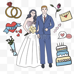 婚礼请帖图片_戒指 卡通婚礼插画