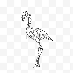 几何线条艺术动物丹顶鹤
