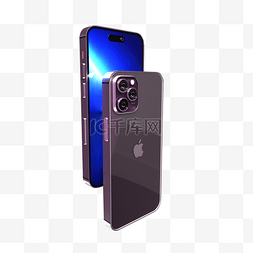 3D立体iPhone14promax紫色