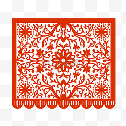 墨西哥剪纸红色花纹图形