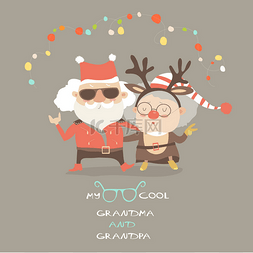 Cool grandma with grandpa as santa claus and 