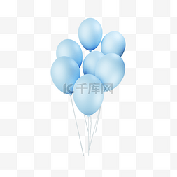 节日气球浪漫图片_3D一束蓝色气球