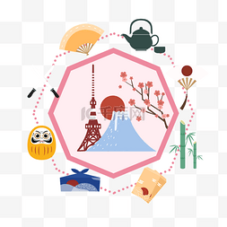 日本建筑富士山图片_日本建筑东京塔旅行介绍边框