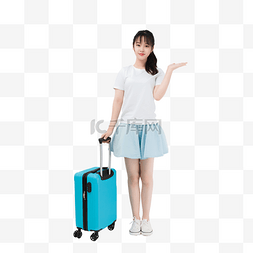 拉行李旅行女孩人物