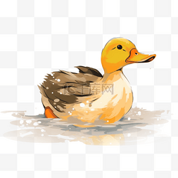 鸭子抱球图片_扁平插画手绘免抠元素鸭子