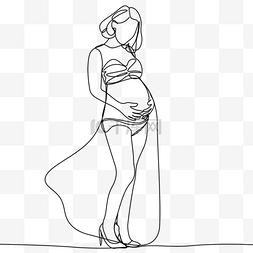 艺术线条画长裙怀孕女人