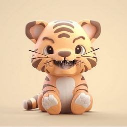 3D立体黏土动物可爱卡通老虎