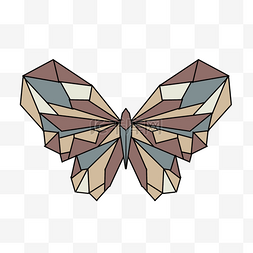 蝴蝶抽象花纹图案图片_灰色斑块立体几何蝴蝶