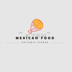 墨西哥食物的矢量图标和标志。