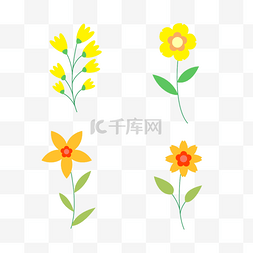 平面花朵素材图片_卡通春天花朵剪贴画黄色花朵