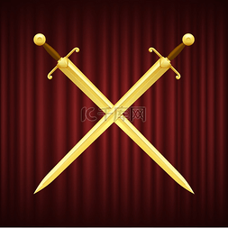 两把棕色手柄的金色剑交叉在一起