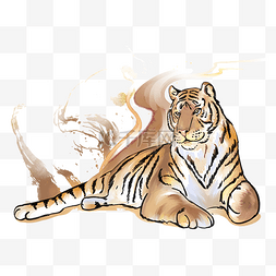 虎年中国风水墨写意老虎动物