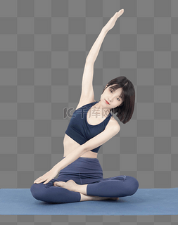 短发美女瑜伽锻炼