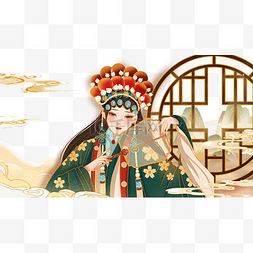 京剧国潮风图片_国潮中国风复古京剧戏曲花旦美女