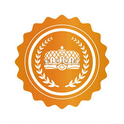 金色的标志设计图片_印有皇帝王冠和月桂枝的金色邮票