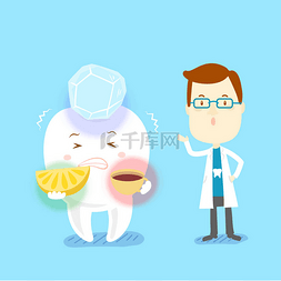 牙科医生卡通图片_医生与敏感牙齿问题