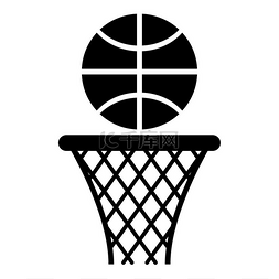 篮球篮和球箍网和球图标黑色矢量