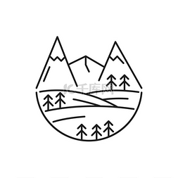 瑞士国徽图片_山脉景观线性图标孤立矢量细线自
