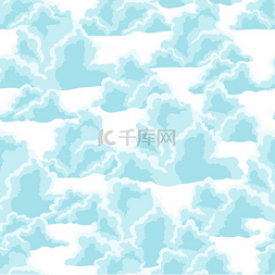 蓝蓝的云朵图片_蓝蓝的天空无缝模式与卷曲的云彩